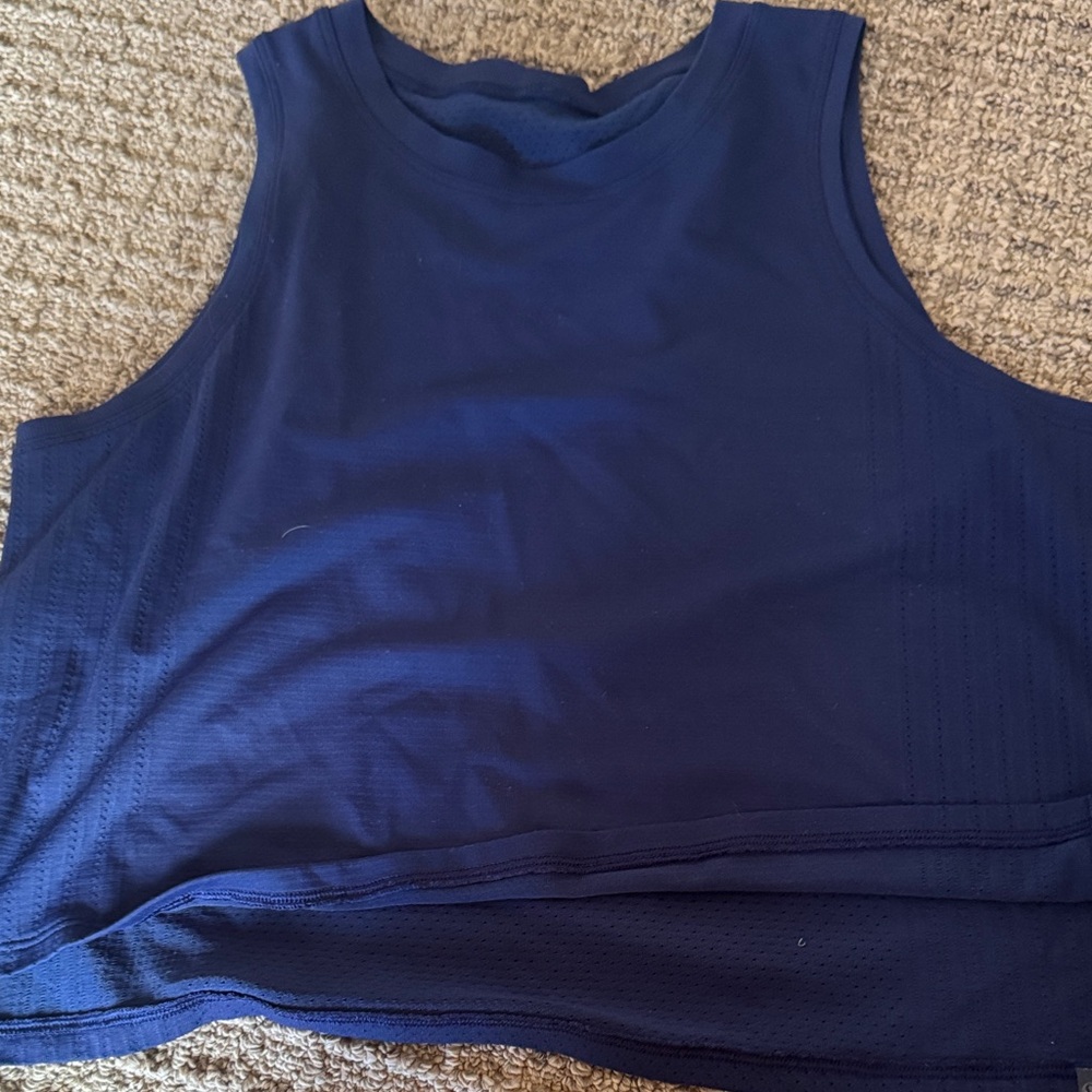 Lululemon Athletica Blue Sleeveless Crop Muscle Tee